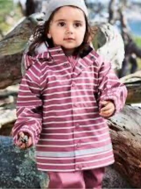 Polarn O Pyret Striped Pink Rain Jacket Sz 4-6 (110/116cm)